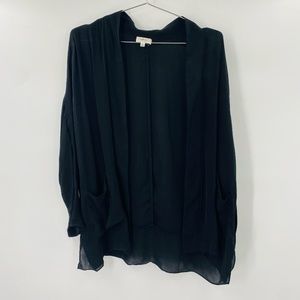 Aritzia Wilfred Open Front Silk Cardigan Black Size Small